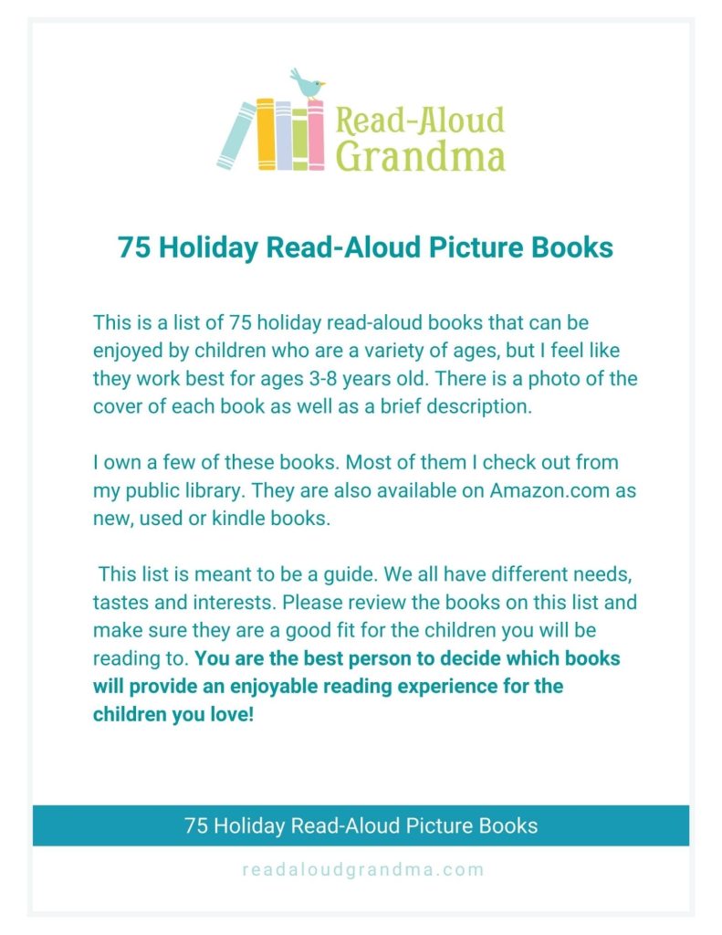 Info Page From 75 Holiday Read-Aloud Picture Books